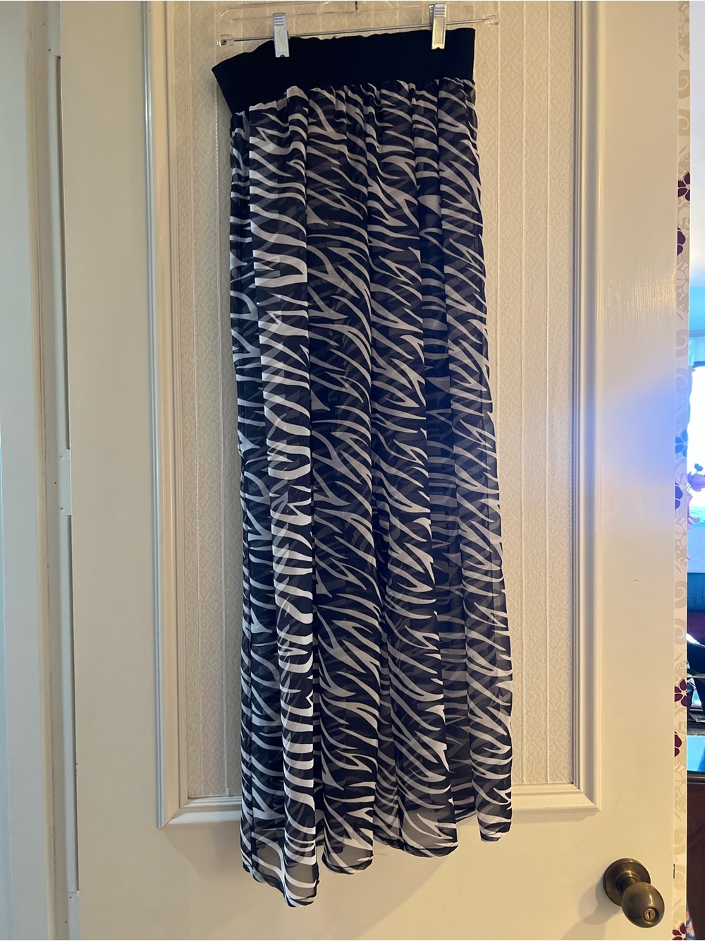 Black and White Zebra Print Maxi Skirt